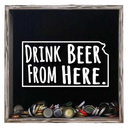 Kansas Drink Beer From Here Beer Cap Shadow Box