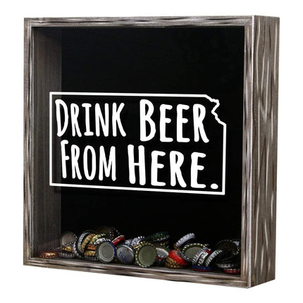 Kansas Drink Beer From Here Beer Cap Shadow Box