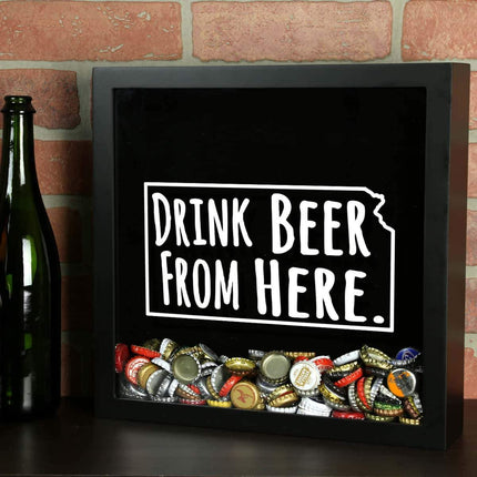 Kansas Drink Beer From Here Beer Cap Shadow Box