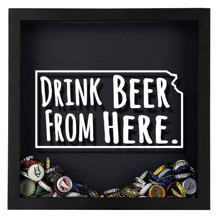 Kansas Drink Beer From Here Beer Cap Shadow Box