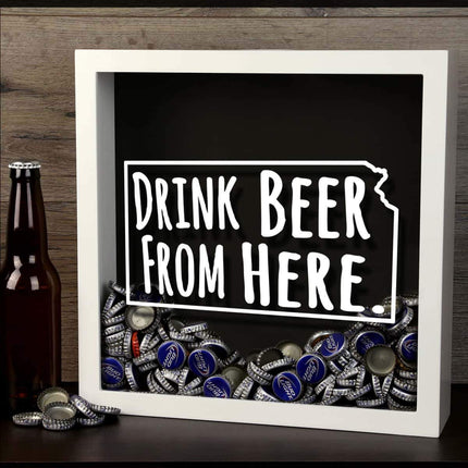 Kansas Drink Beer From Here Beer Cap Shadow Box