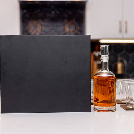Ambassador Whiskey Box with Decanter and 4 Lowball Glasses