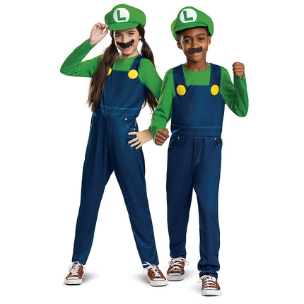 Kids Classic Elevated Super Mario Bros Luigi Costume