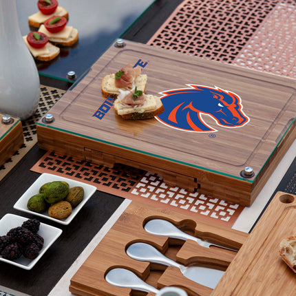 Boise St Broncos Concerto Glass Top Cheese Cutting Board & Tools Set