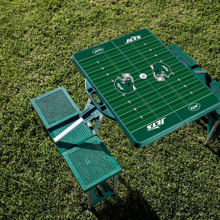 New York Jets Football Field - Picnic Table Portable Folding Table with Seats