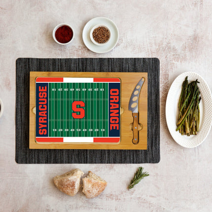 Syracuse Orange Football Field Glass Top Cutting Board & Knife Set
