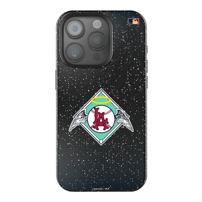 LA Angels 1961-1965 - Cooperstown Collection Linen Black Bling Phone Case for Apple iPhone