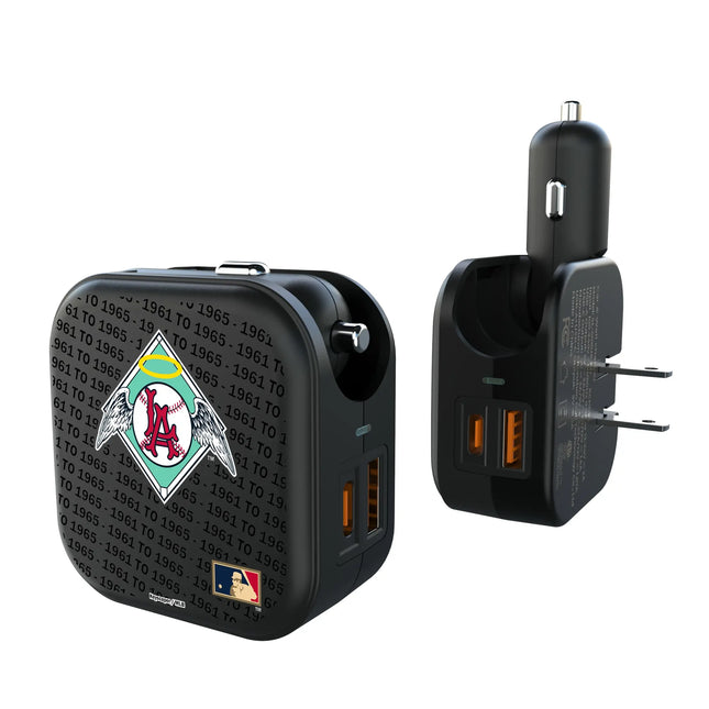 LA Angels 1961-1965 - Cooperstown Collection Text Backdrop 2 in 1 USB A/C Charger