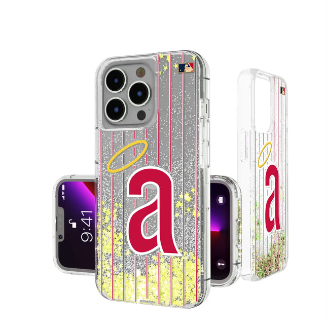 LA Angels 1971 - Cooperstown Collection Pinstripe Glitter Phone Case for Apple iPhone