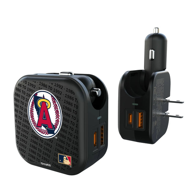 LA Angels 1986-1992 - Cooperstown Collection Text Backdrop 2 in 1 USB A/C Charger