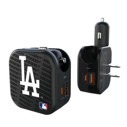 LA Dodgers Text Backdrop 2 in 1 USB A/C Charger