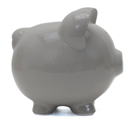 Large Gray Ceramic Piggy Bank