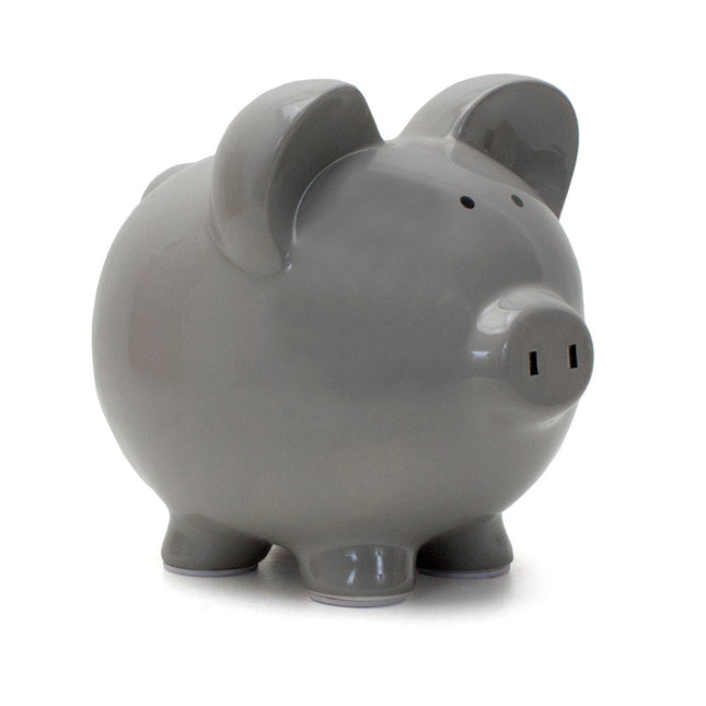 Large Gray Ceramic Piggy Bank