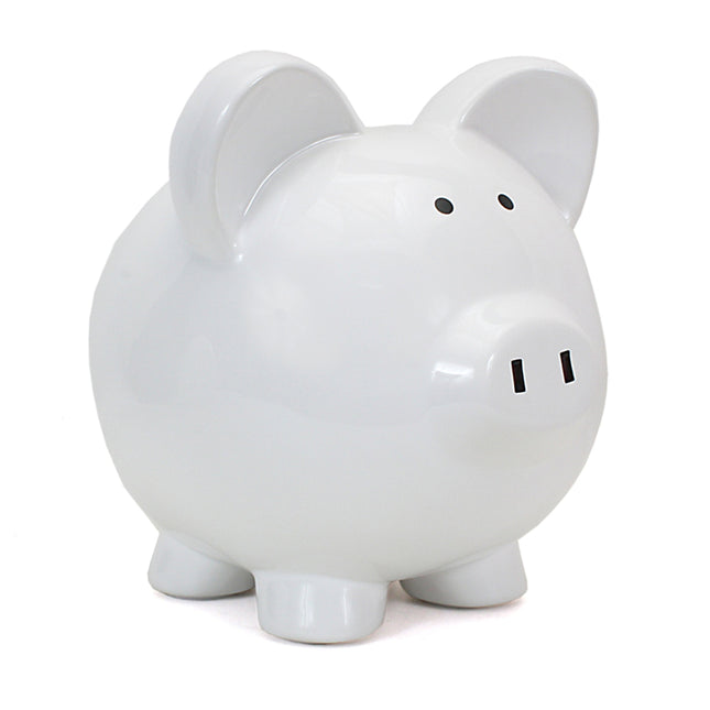 Medium White Ceramic Piggy Bank