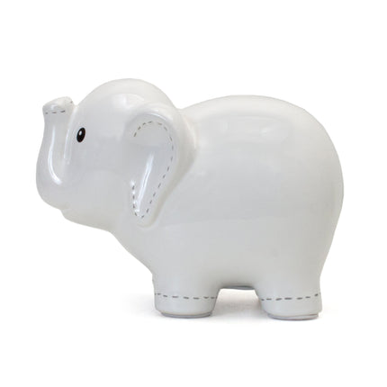 Large White Stitched Elephant Bank