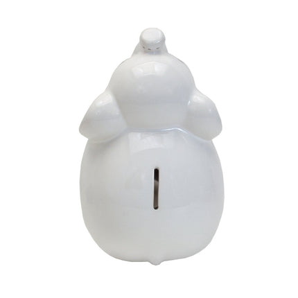 Large White Stitched Elephant Bank