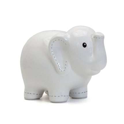 Large White Stitched Elephant Bank