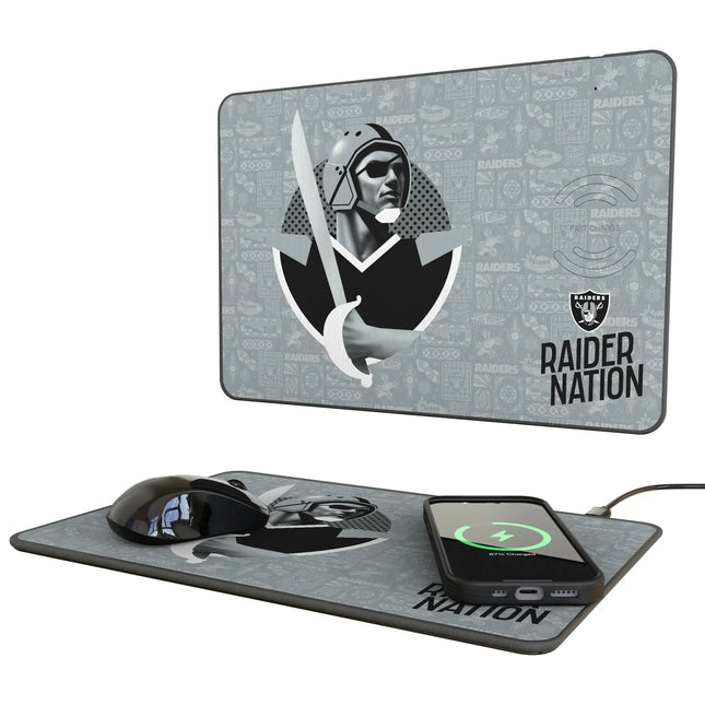 Las Vegas Raiders Deco 15-Watt Wireless Charger and Mouse Pad