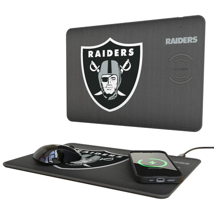 Las Vegas Raiders Linen 15-Watt Wireless Charger and Mouse Pad