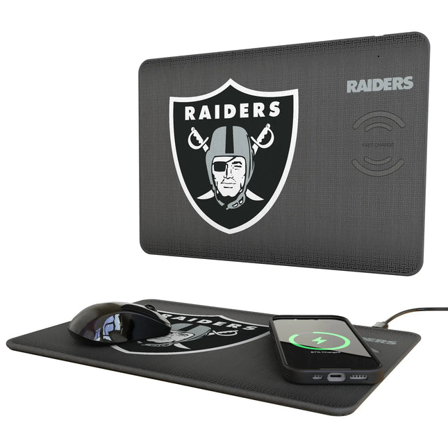 Las Vegas Raiders Linen 15-Watt Wireless Charger and Mouse Pad