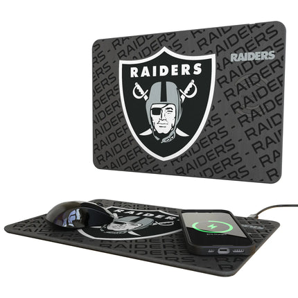 Las Vegas Raiders Monocolor Tilt 15-Watt Wireless Charger and Mouse Pad