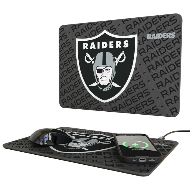 Las Vegas Raiders Monocolor Tilt 15-Watt Wireless Charger and Mouse Pad