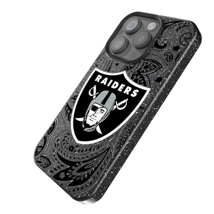 Las Vegas Raiders Paisley Black Bling Phone Case for Apple iPhone
