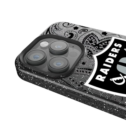 Las Vegas Raiders Paisley Black Bling Phone Case for Apple iPhone