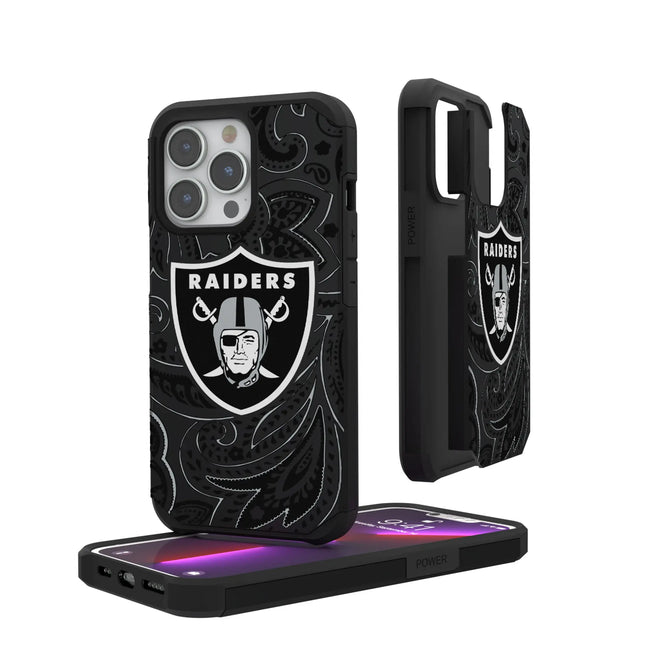 Las Vegas Raiders Paisley Rugged Phone Case for Apple iPhone