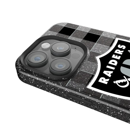Las Vegas Raiders Plaid Black Bling Phone Case for Apple iPhone