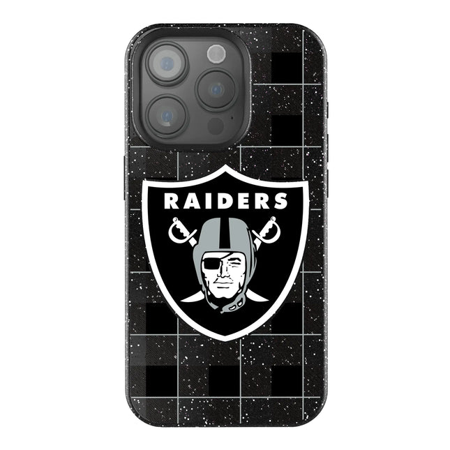 Las Vegas Raiders Plaid Black Bling Phone Case for Apple iPhone