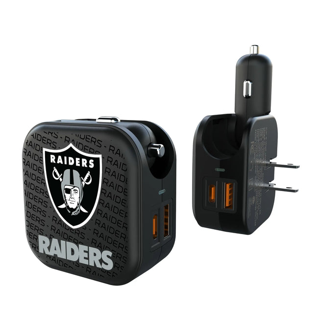 Las Vegas Raiders Text Backdrop 2 in 1 USB A/C Charger