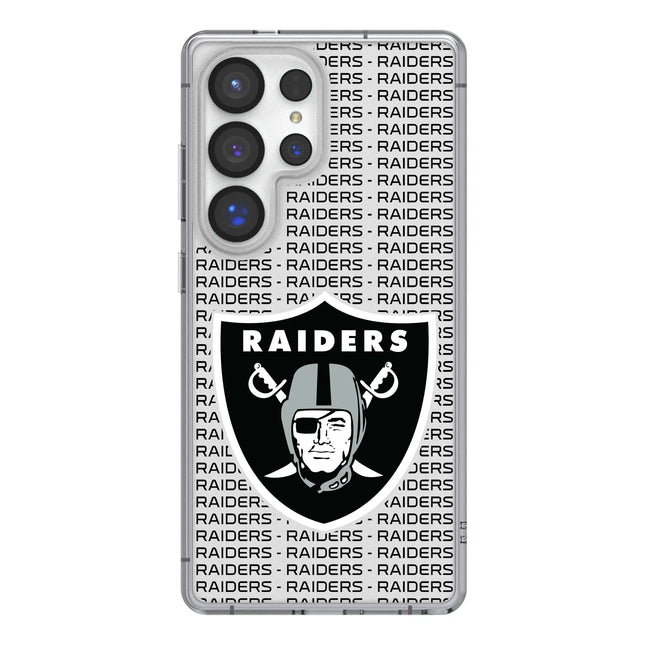 Las Vegas Raiders Text Backdrop Clear Phone Case for Samsung Galaxy