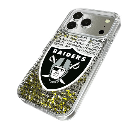 Las Vegas Raiders Text Backdrop Glitter Phone Case for Apple iPhone