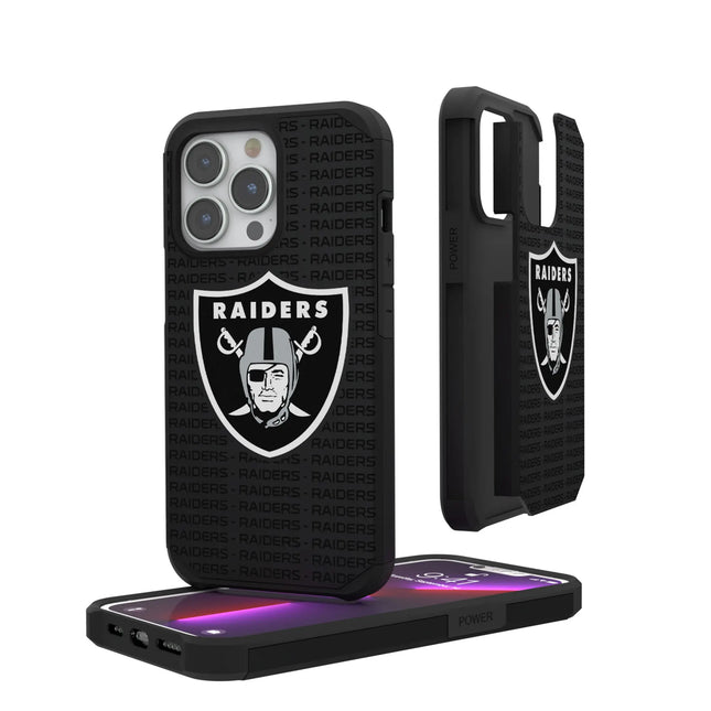 Las Vegas Raiders Text Backdrop Rugged Phone Case for Apple iPhone