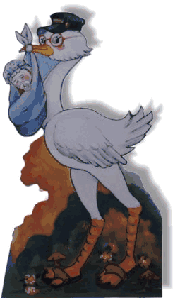 Life Size Stork Standee with Baby Boy