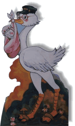 Life Size Stork Standee with Baby Girl