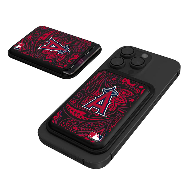 Los Angeles Angels Paisley Black Magnetic Credit Card Wallet