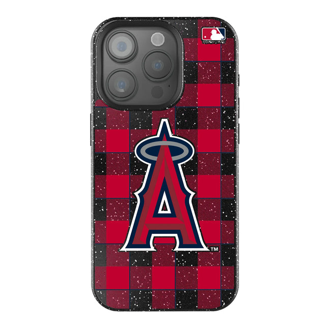 Los Angeles Angels Plaid Black Bling Phone Case for Apple iPhone