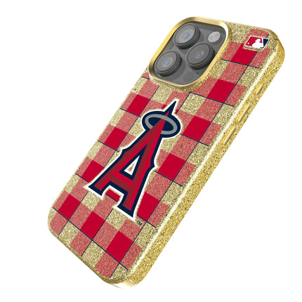 Los Angeles Angels Plaid Bling Phone Case for Apple iPhone