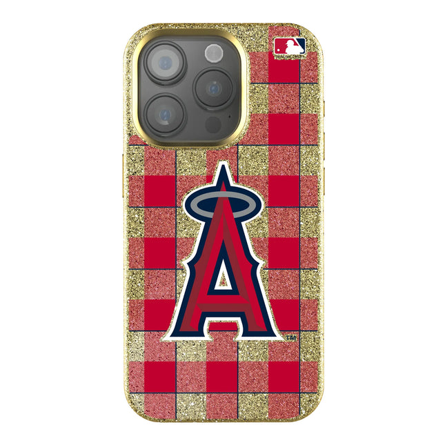 Los Angeles Angels Plaid Bling Phone Case for Apple iPhone