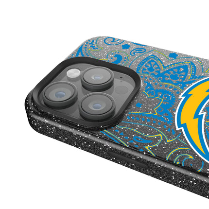 Los Angeles Chargers Paisley Black Bling Phone Case for Apple iPhone