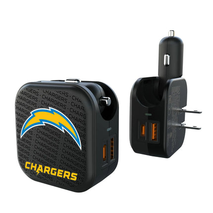 Los Angeles Chargers Text Backdrop 2 in 1 USB A/C Charger