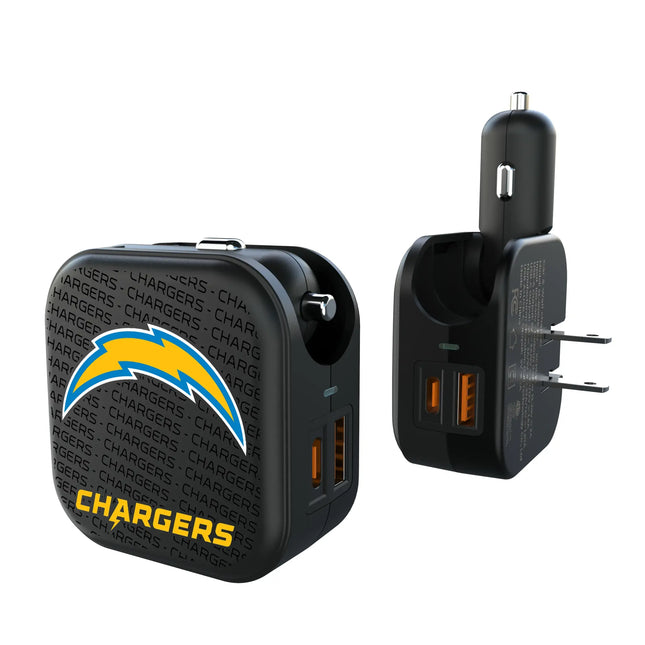 Los Angeles Chargers Text Backdrop 2 in 1 USB A/C Charger