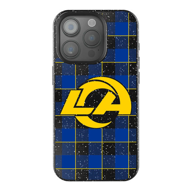 Los Angeles Rams Plaid Black Bling Phone Case for Apple iPhone