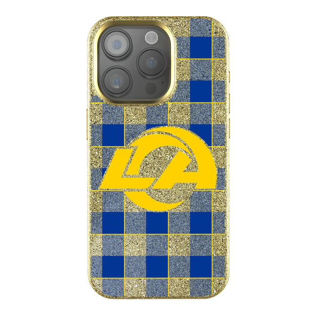 Los Angeles Rams Plaid Bling Phone Case for Apple iPhone