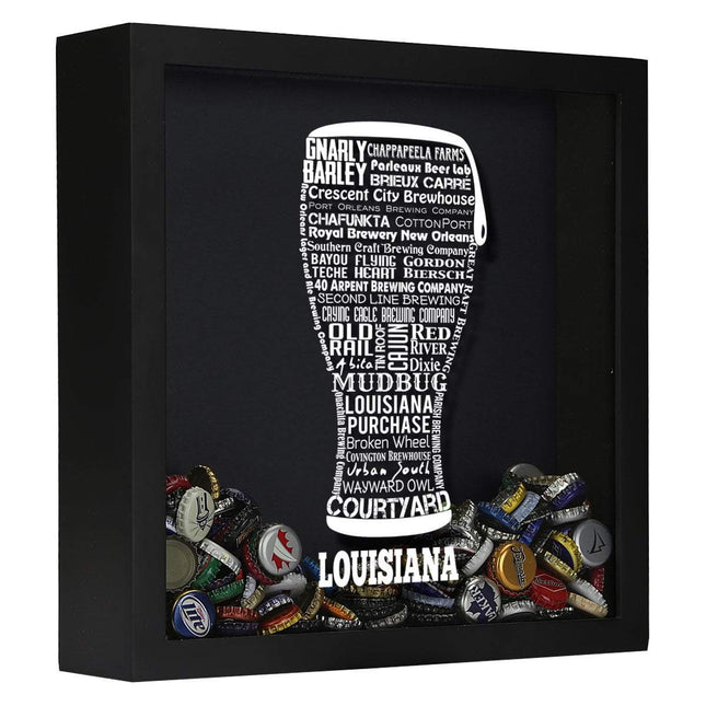 Louisiana Beer Typography Shadow Box