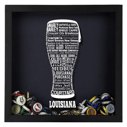 Louisiana Beer Typography Shadow Box