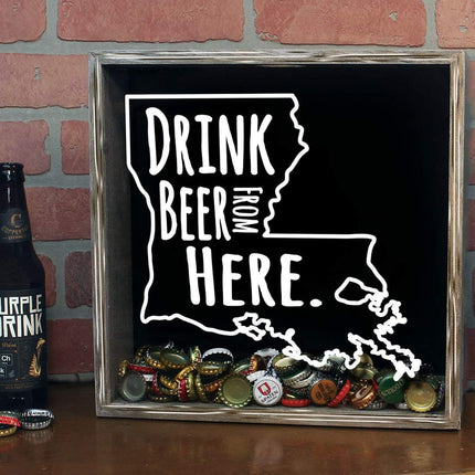Louisiana Drink Beer From Here Beer Cap Shadow Box