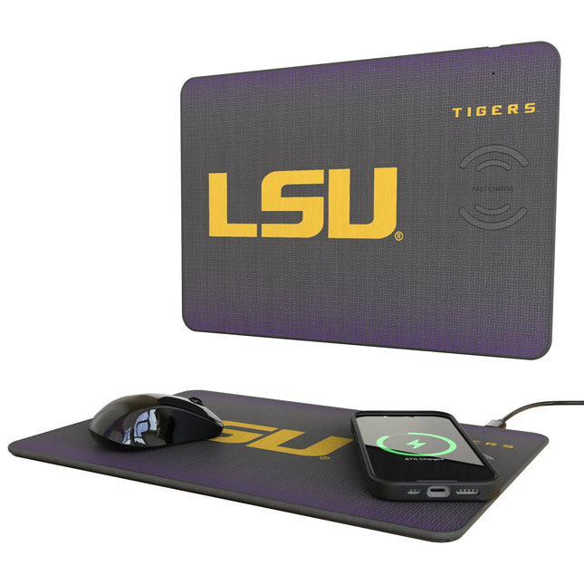 Louisiana State University Tigers Linen 15-Watt Wireless Charger and Mouse Pad